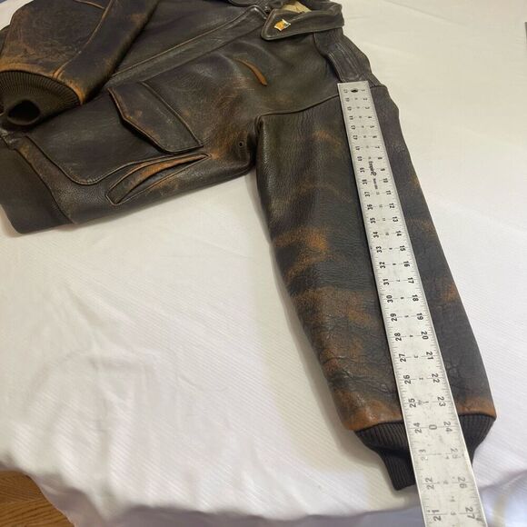 AVIREX A-2 Flight Brown Distressed Leather Homeward Bound Jacket Size Medium - Picture 7 of 13
